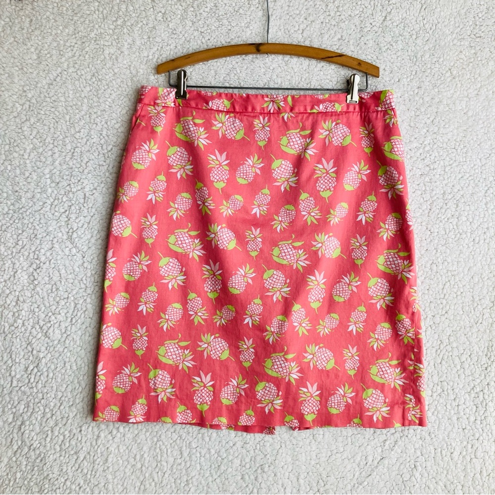 346 Brooks Brothers Stretch Women's pink pineapple print pencil skirt, Sz 16 - Picture 3 of 13